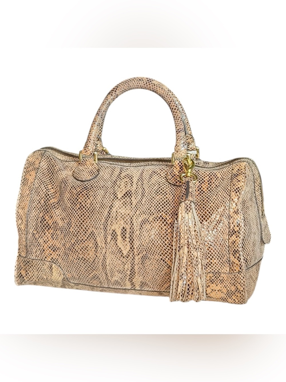 Banana Republic Tan Snake-Print Satchel
